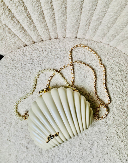 Chanel Beauty VIP Limited Edition Novelty Rhinestone Shell Pearl Bag.